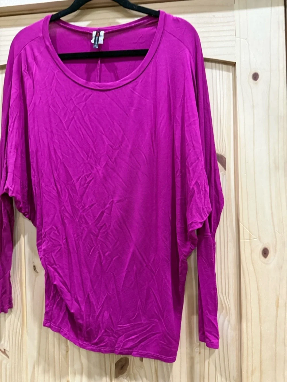 MOA COLLECTION Magenta Rayon Spandex Dolman Batwing Sleeve Top - Picture 6 of 6